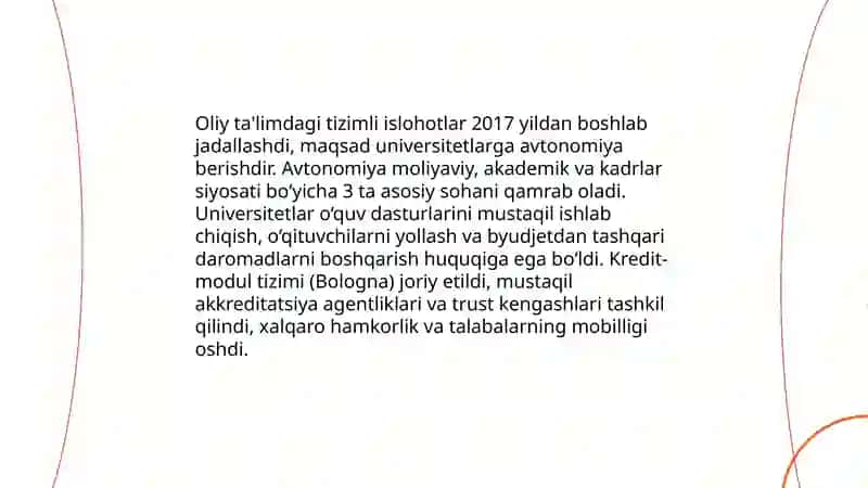 Oʻzbekiston Respublikasida talim sohasida amalga oshirilgan islohotlar 4