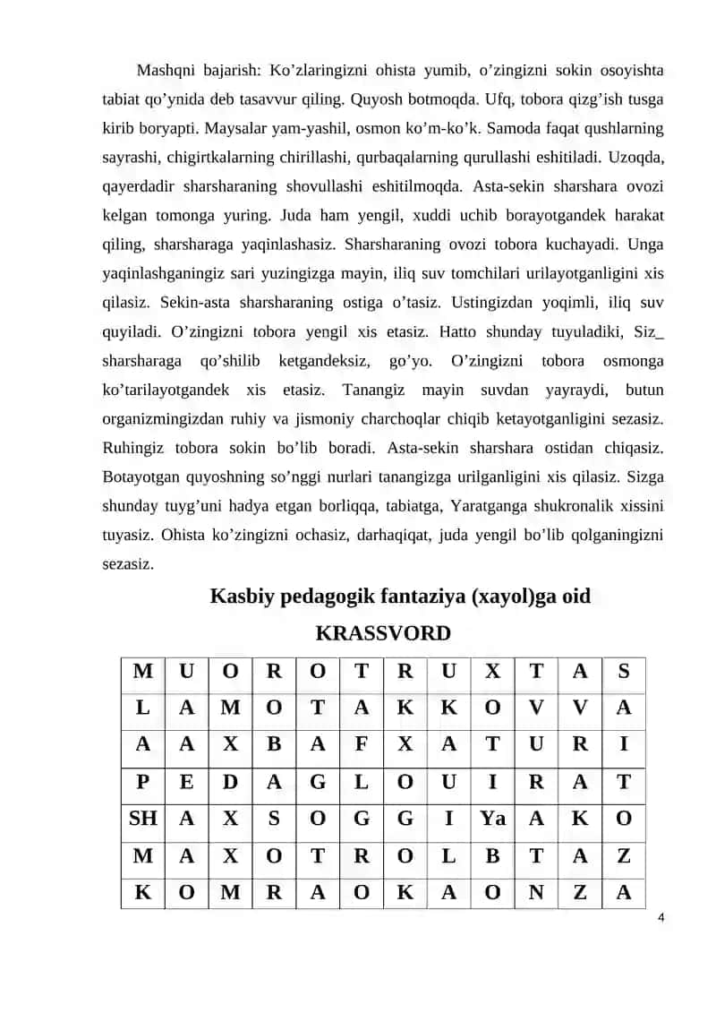 Kasbiy pedagogik fantaziya (xayol) 4