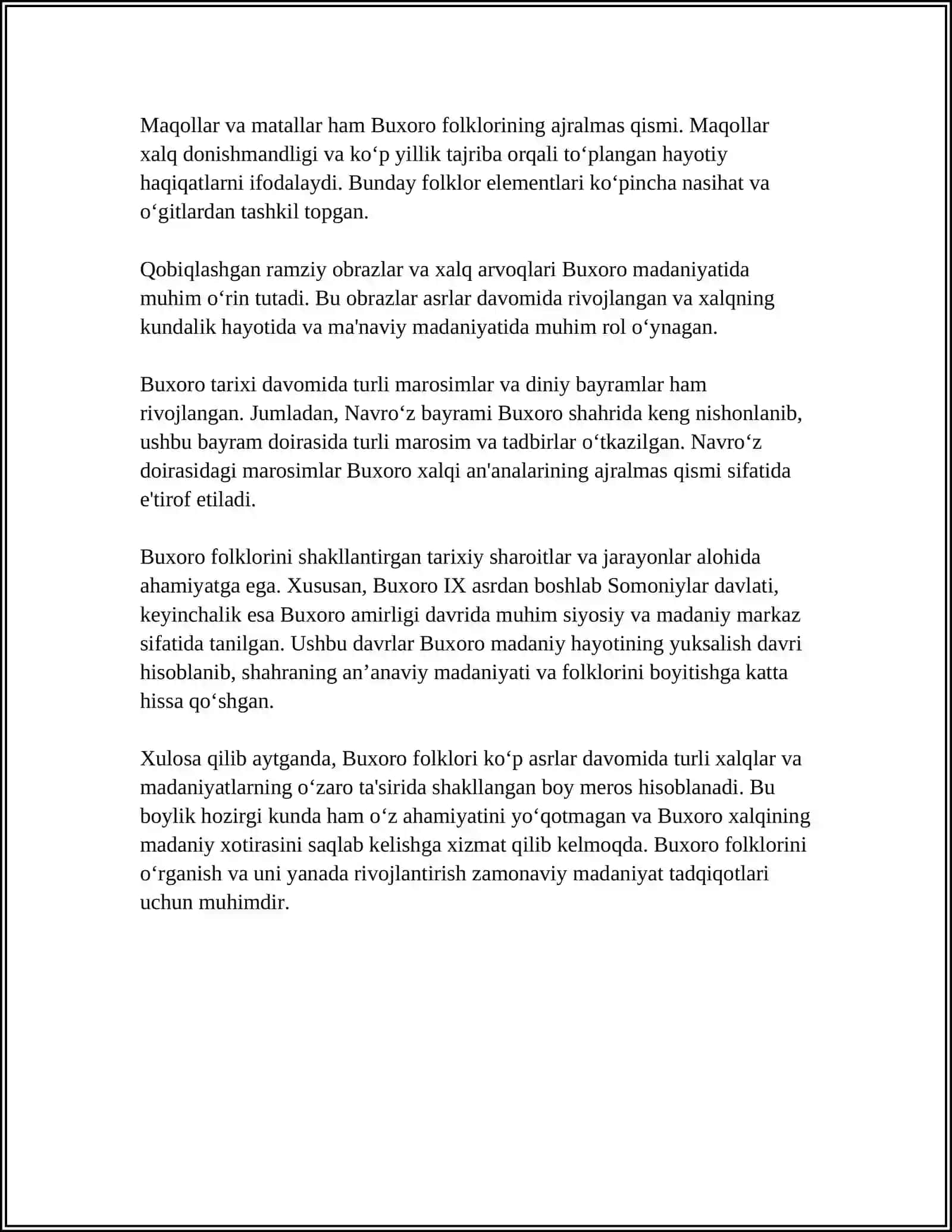 BUXORO FOLKLORSHUNOSLIGI HAQIDA 4
