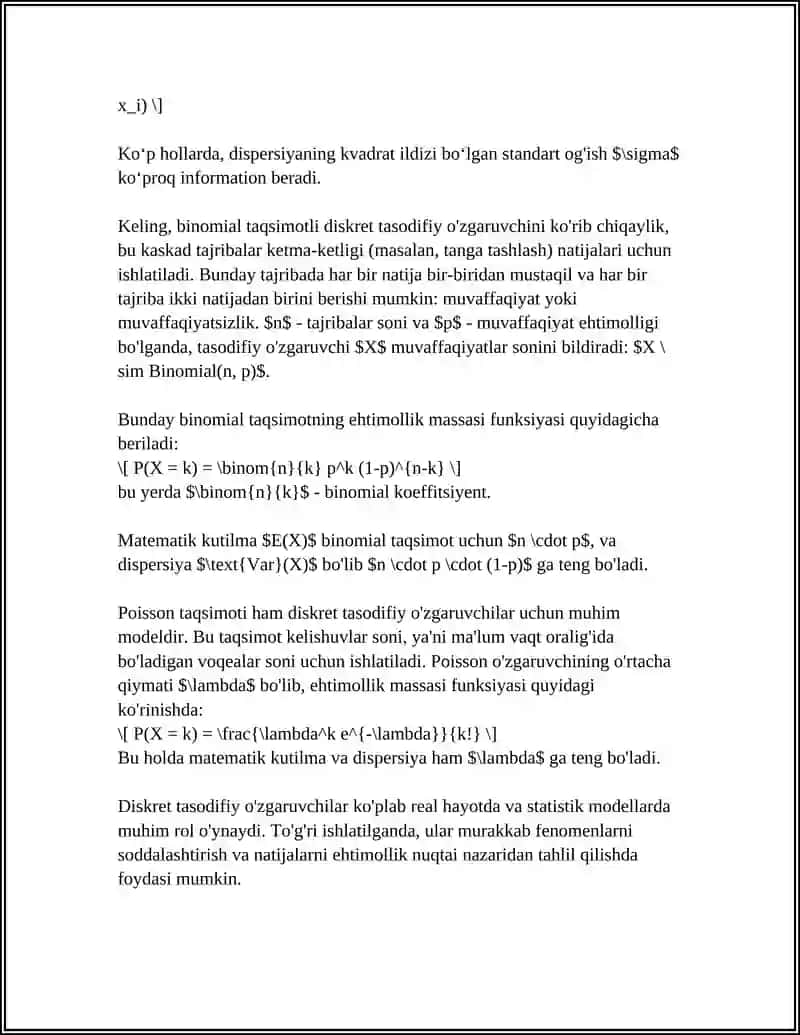 Diskret to'sinarli shamaniñ bólistiriw nizami 4