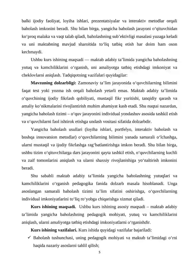 MAKTAB ADABIY TA’LIMIDA YANGICHA BAHOLASHNING YUTUQ VA KAMCHILIKLARI 4