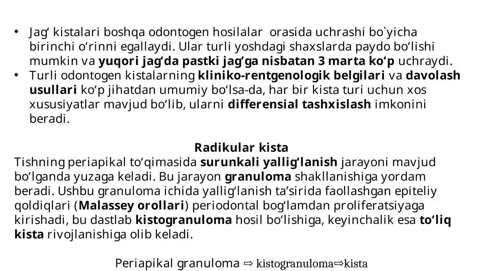 Jag` suyaklarining odontogen epitelial kistalari 4