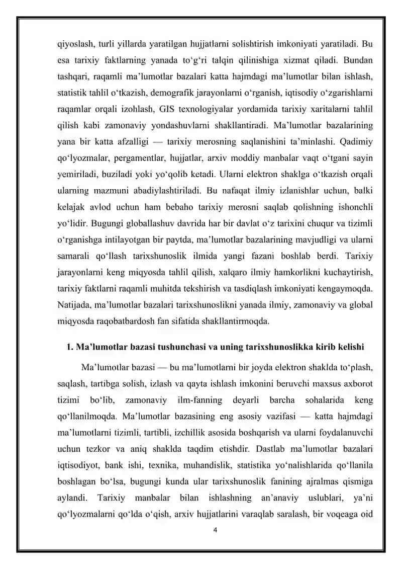 Tarixshunoslikda ma'lumotlar bazalari va ularning ahamiyati 4