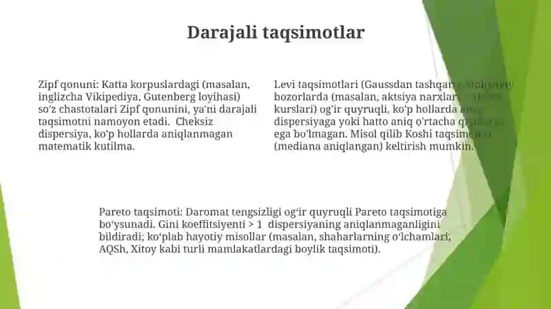 Matematikkutilmayokidispersiyasimavjudbo'lmagantasodifiymiqdorlar 4