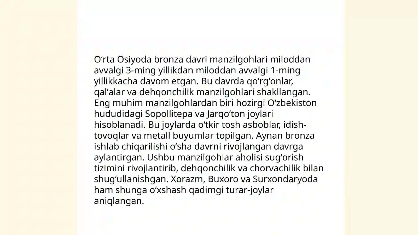 Oʻrta Osiyoning eneolit,bronza va ilk temir davri manzilgohlari tarixiy geografiyasi 4