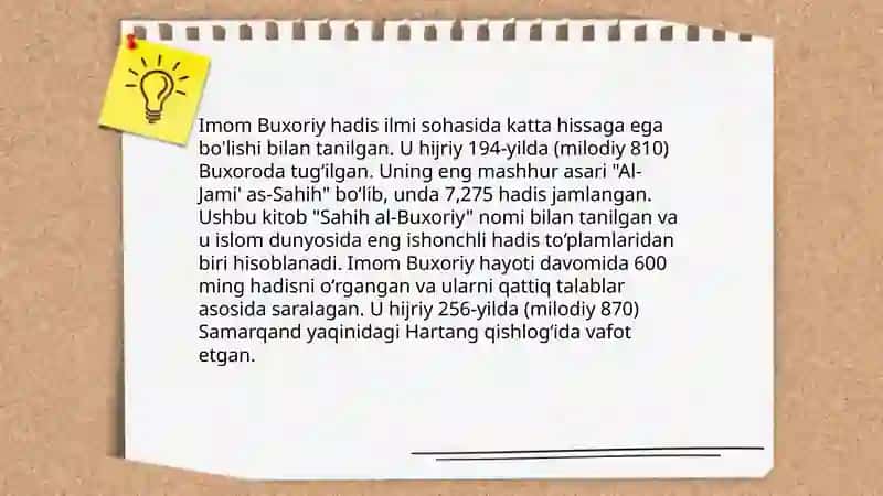 Imom Buxoriy va Imom Termiziyning hadis ilmiga qo‘shgan hissalarini qiyosiy tahlili 4
