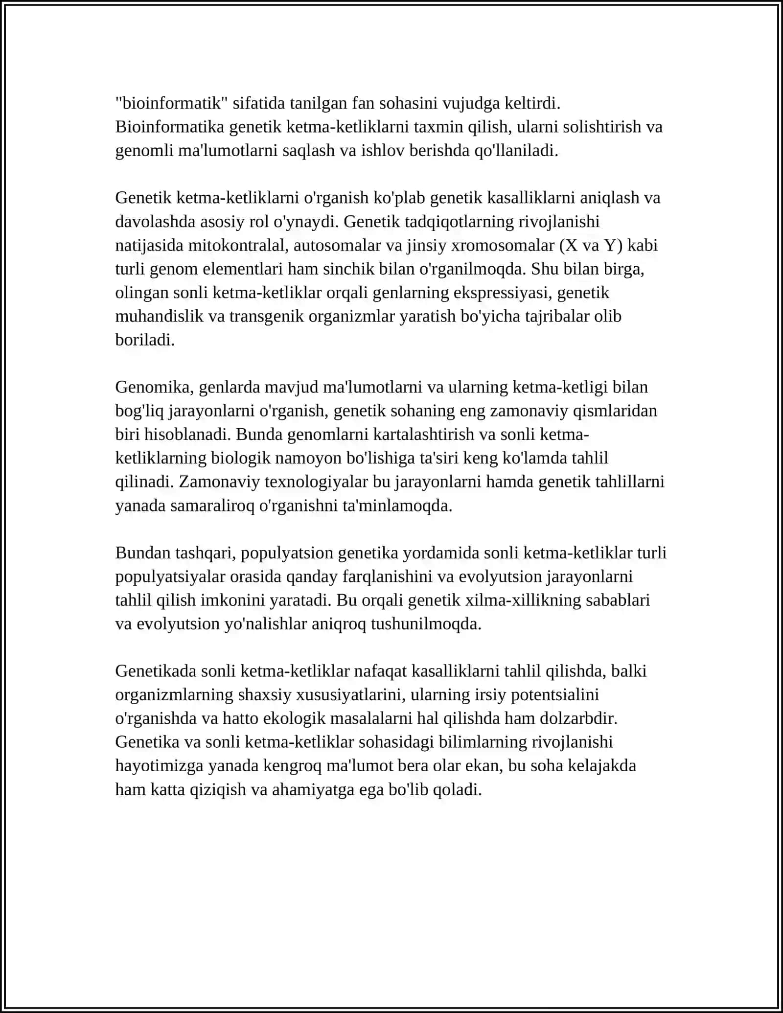 GENETIKADA SONLI KETMA-KETLIKLAMING TATBIQLARI 4