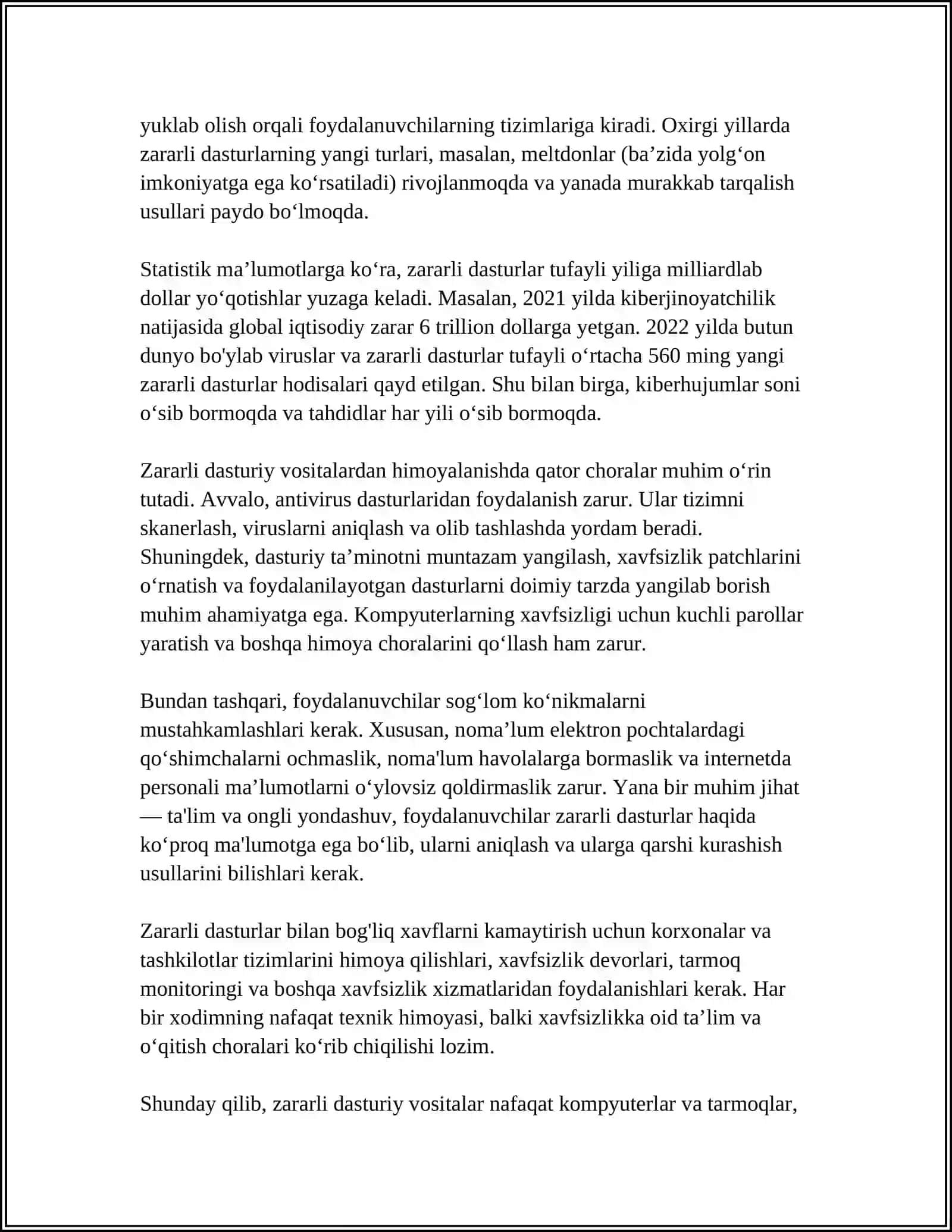 Zararli dasturiy vositalarni klassifikatsiyasi va himoya usullari 4