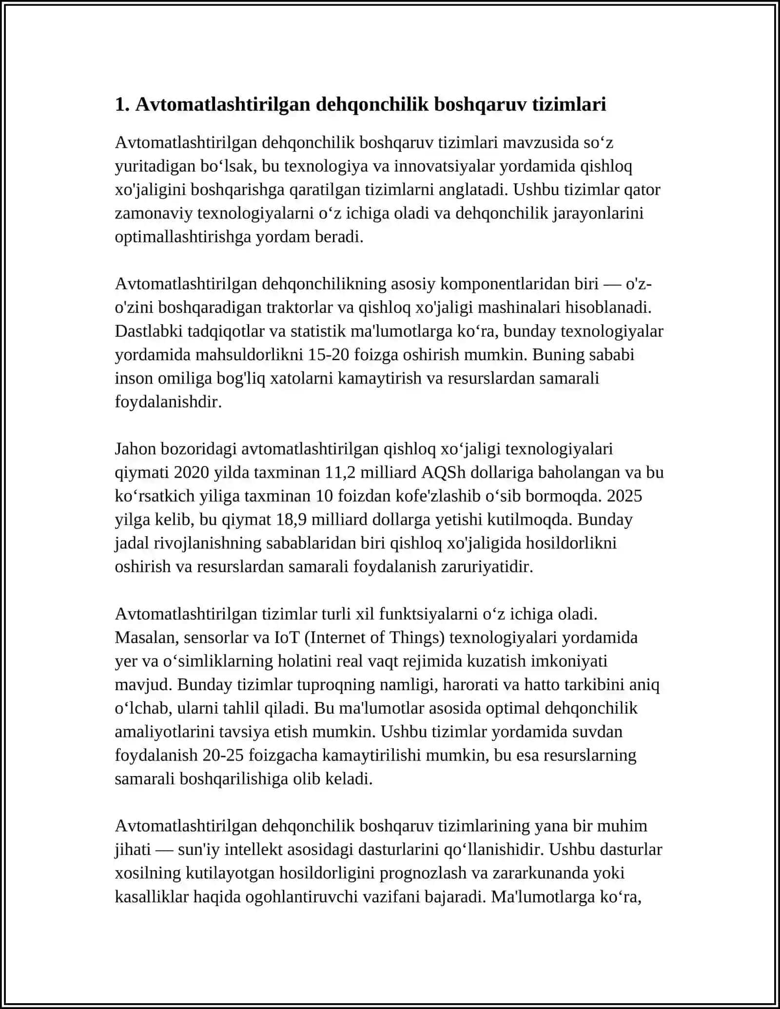 QISHLOQ XO‘JALIK TEXNOLOGIK VA ISHLAB CHIQARISH JARAYONIDA ISHLATILADIGAN DASTURLAR VA AXBOROT TIZIMLARI 4