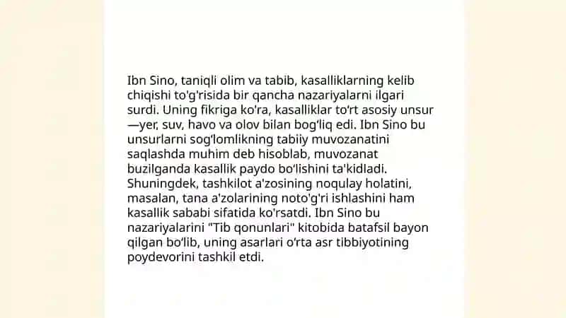 Ibn Sinoning kasalliklar kelib chiqishidagi falsafiy nazariyalar 4