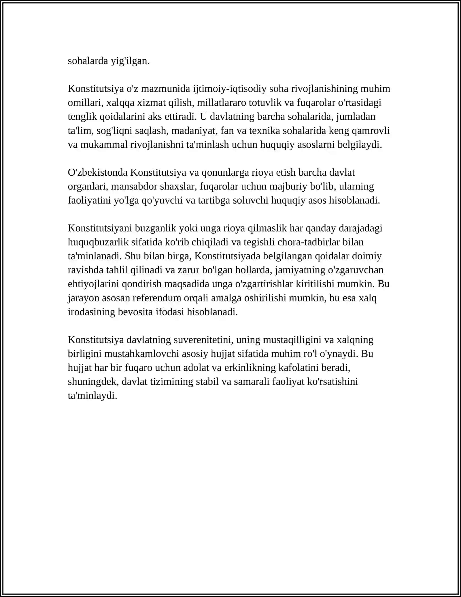 MUSTAQIL ISH Mavzu: KONSTITUTSIYA BAXTINIZ QOMUSI 4