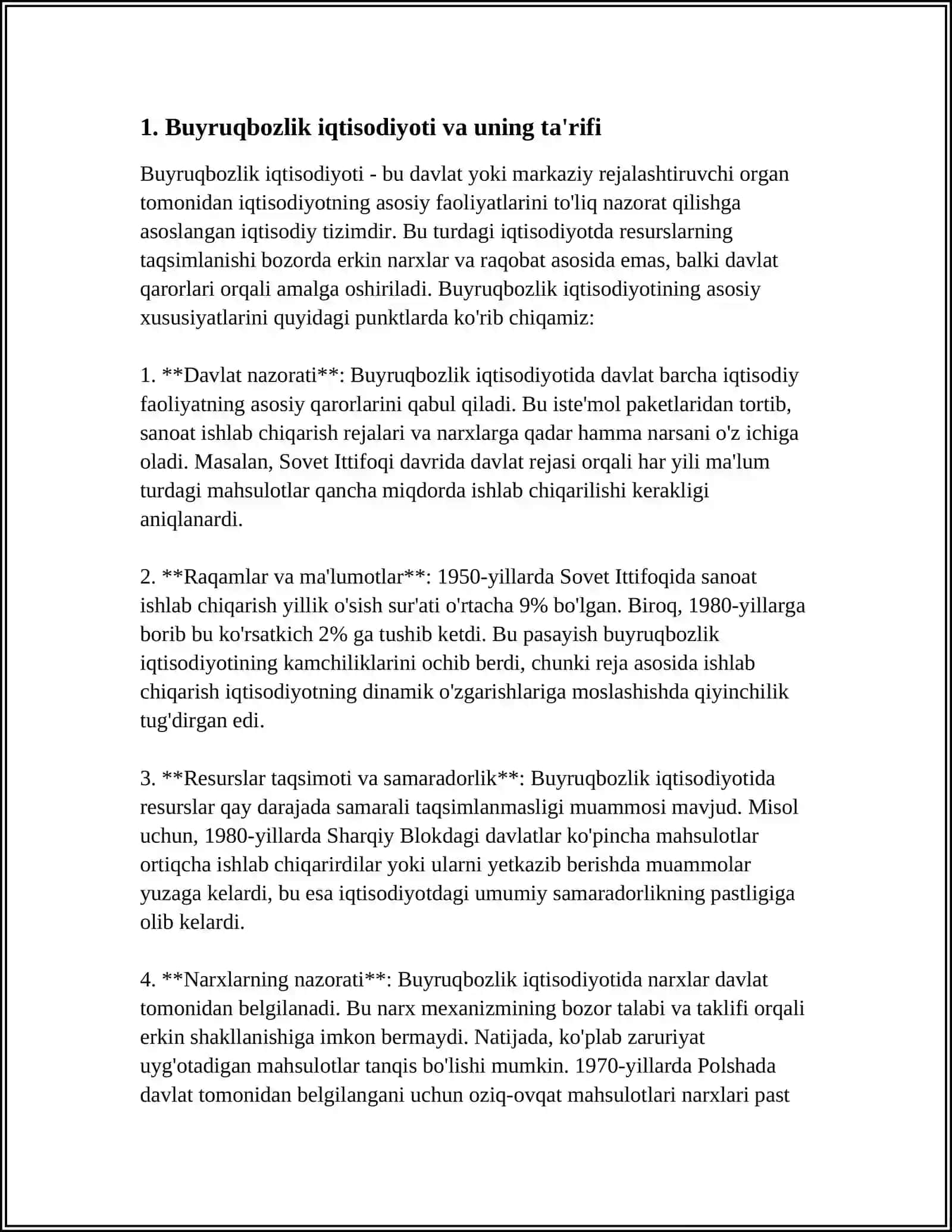 BUYRUQBOZLIK IQTISODIYOTNING NORMALARI 4