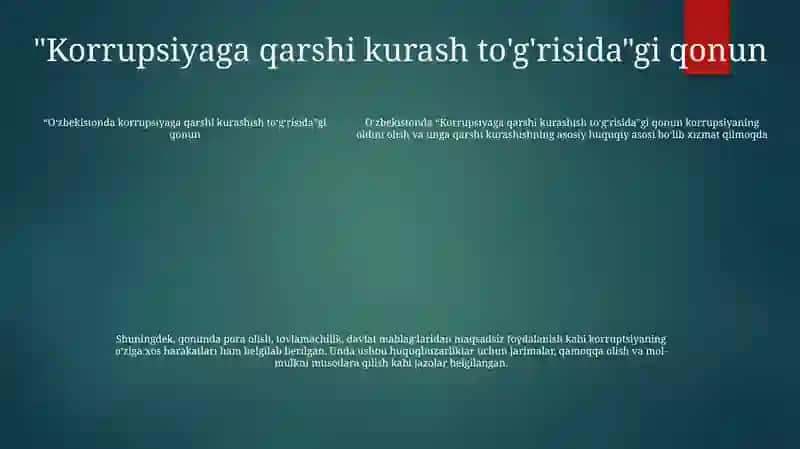 Özbekistonda Korrupsiyaga Qarshi Kurashga Oid Qonunlar 4