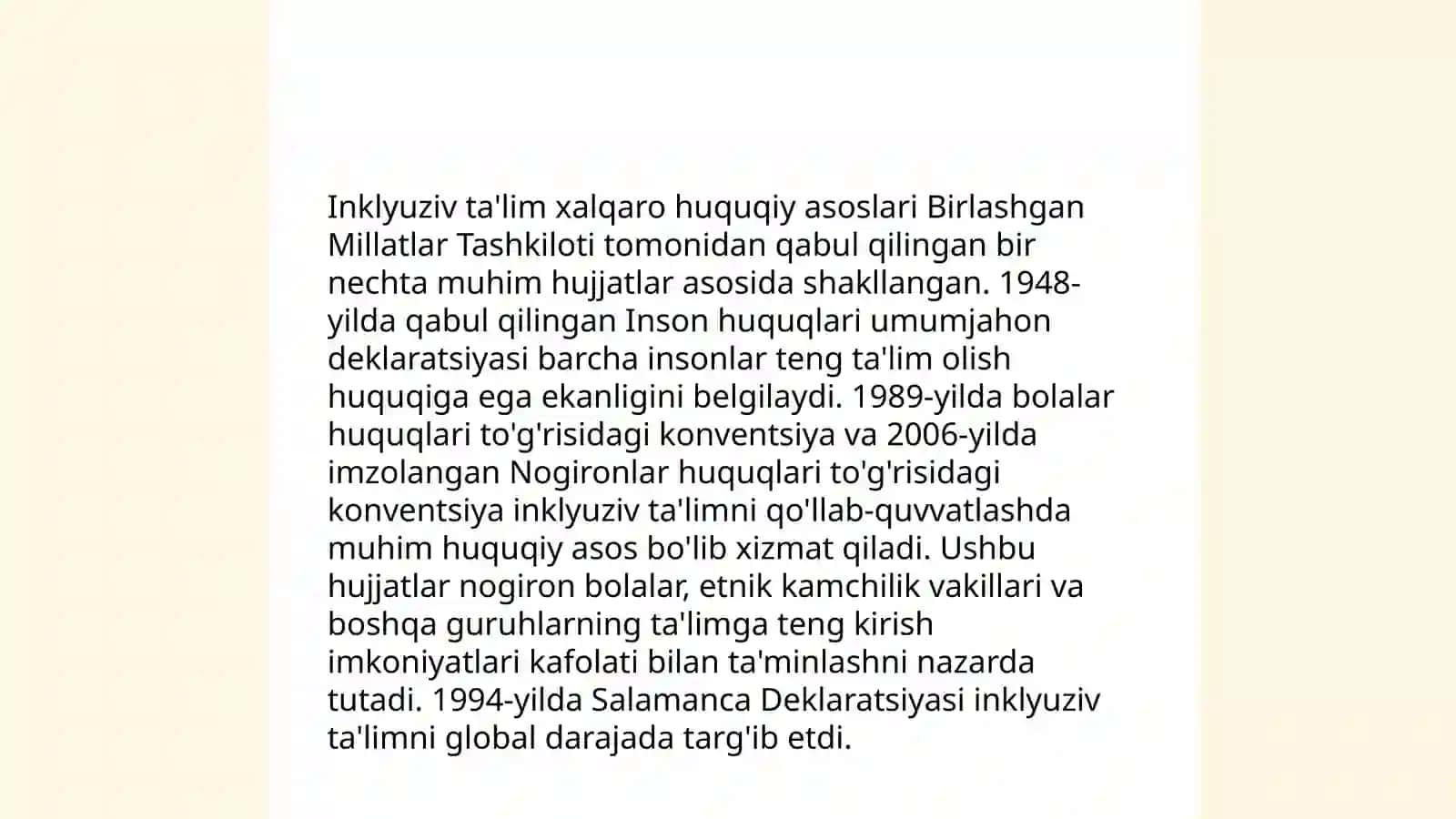 Inklyuziv taʼlimning huquqiy -meʼyoriy asoslari 4