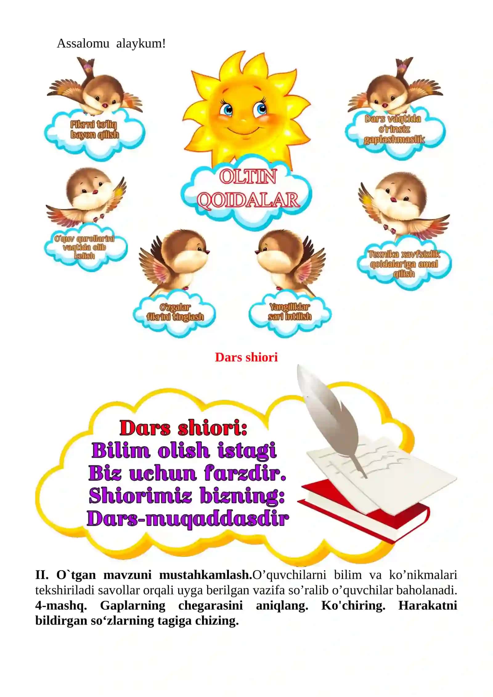 Shaxs va narsa belgisini bildirgan so'zlar 1-sinf ona tili dars ishlanmasi 4