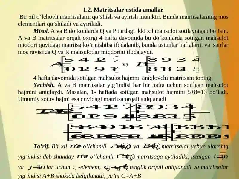 MATRITSALAR VA ULAR USTIDA AMALLAR 4