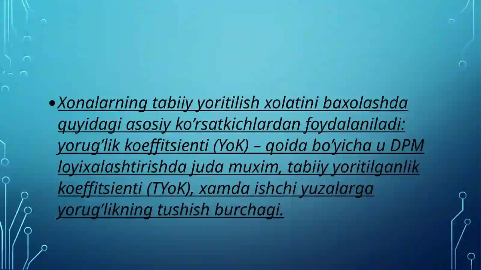 DPM XONALARINING TABIIY VA SUNIY YORITILGANLIK KURSATKICHI VA INSOLYATSIYASI 4