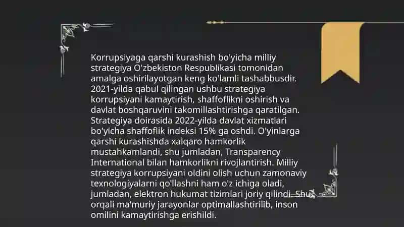 O'zbekiston Respublikasida Korrupsiyaga qarshi kurashish organlarining vazifa va vakolatlari 4