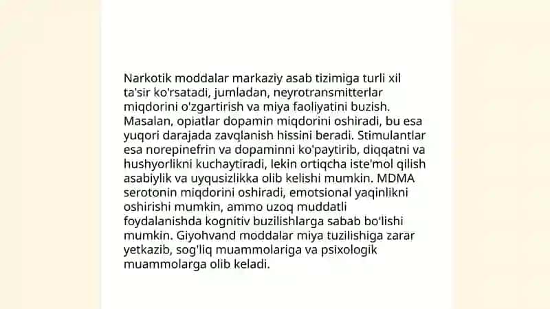 Markaziy asab tizimiga zaharlarnig (alkogol, narkotiklar, nikotin) ta’siri 4