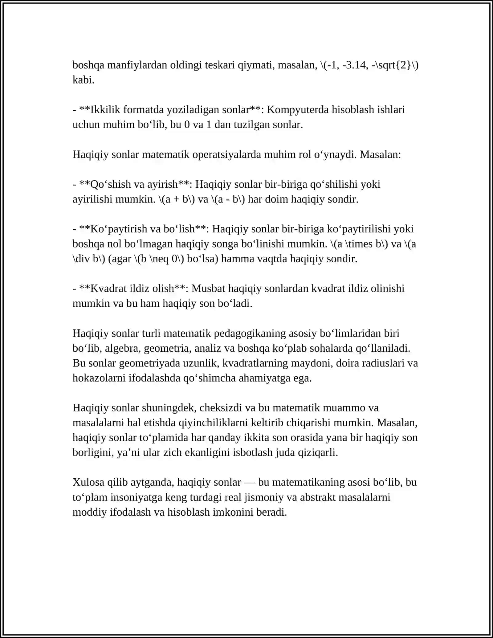 HAQIQIY SONLAR. HAQIQIY SONLARNING ABSOLYUT QIYMATI 4