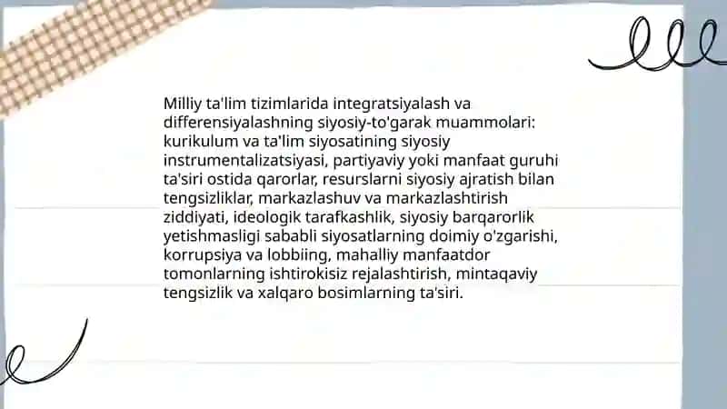 Jahon mamlakatlarida talimni integradiyalash va differensiyalashtirish muammolari 4