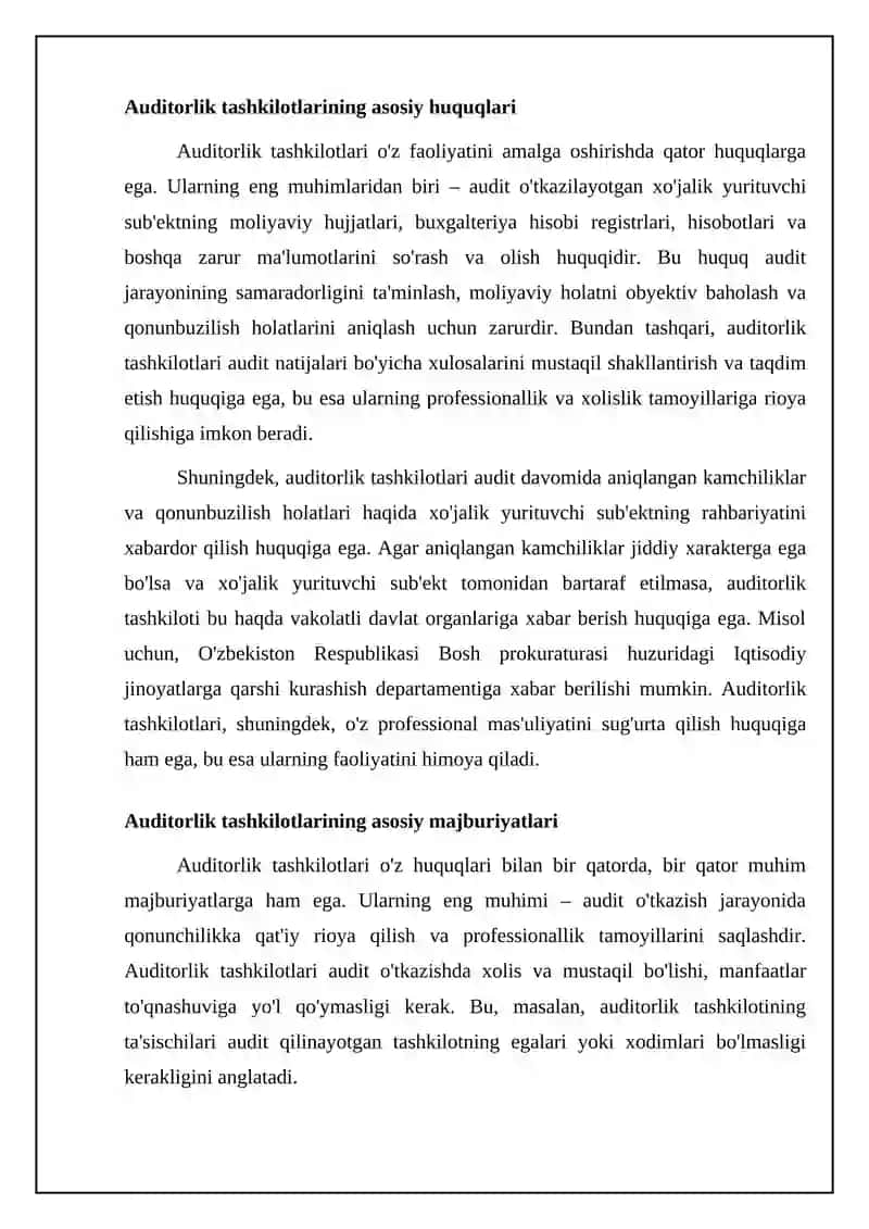 Auditorlik tashkilotlarining huquq va majburiyatlari 4