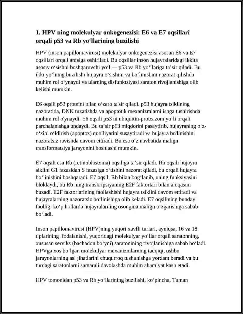 ONKOGEN VIRUSLAR VA SARATON.YANI TASHXIS VA VIRUSGA BOĜLIQ SARATON TURLARINI MOLEKULYAR MEXANIZMLARI (MASALAN, MERKEL CELL POLYOMAVIRUS HPV YANGILARI) 4