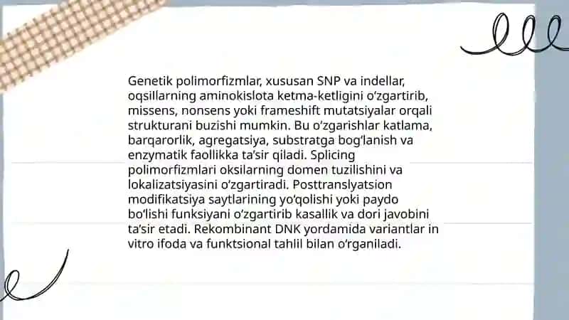 Oqsillar polimorfizmi. Tibbiyotda rekombinant DNK dan foydalanish 4