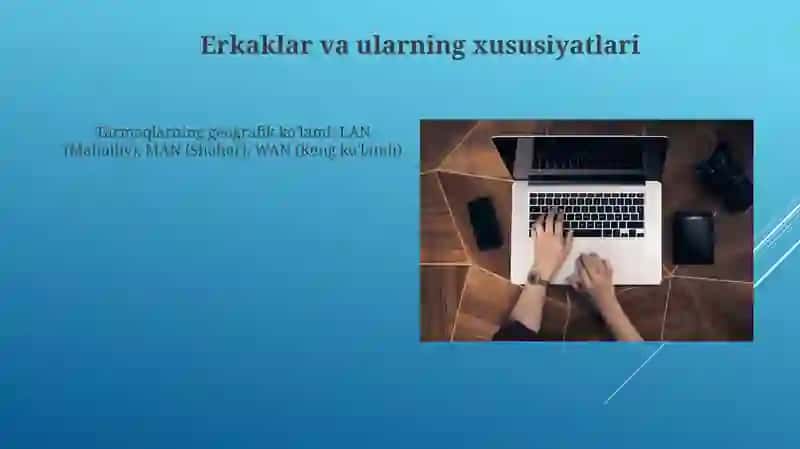 Kompyuter tarmoqlarining tasnifi( Hududiy tarqalganligi, yetkazish muhitining tarmoqlari) 4