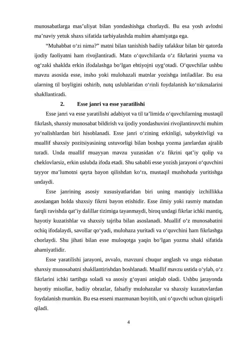 ”Muhabbat o’zi nima” matni bilan tanishish. Esse yaratilishi. Nutq uslublari. Sinonim va antonimlar uslubyoti. Esse yaratilishi. Nutq uslublari. Sinonim va antonimlar uslubyoti 4