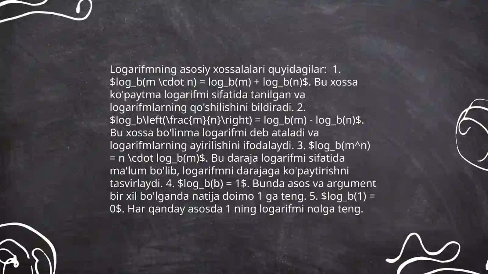 Logarifimlik tenlemeler haqqinda tusinikler 4