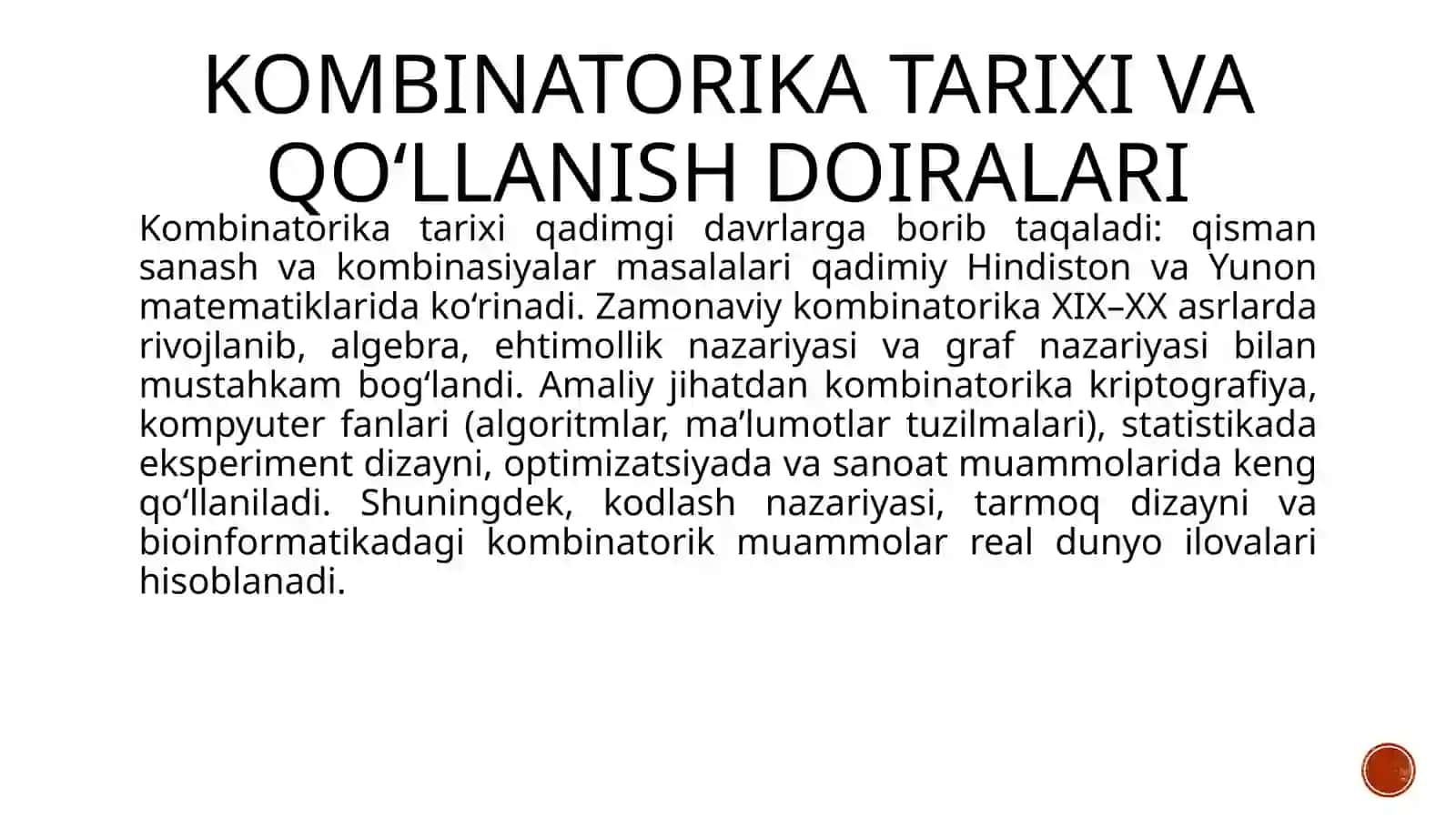 Kombinatorikada kòp qòllanadigan usul va qoidalar 4