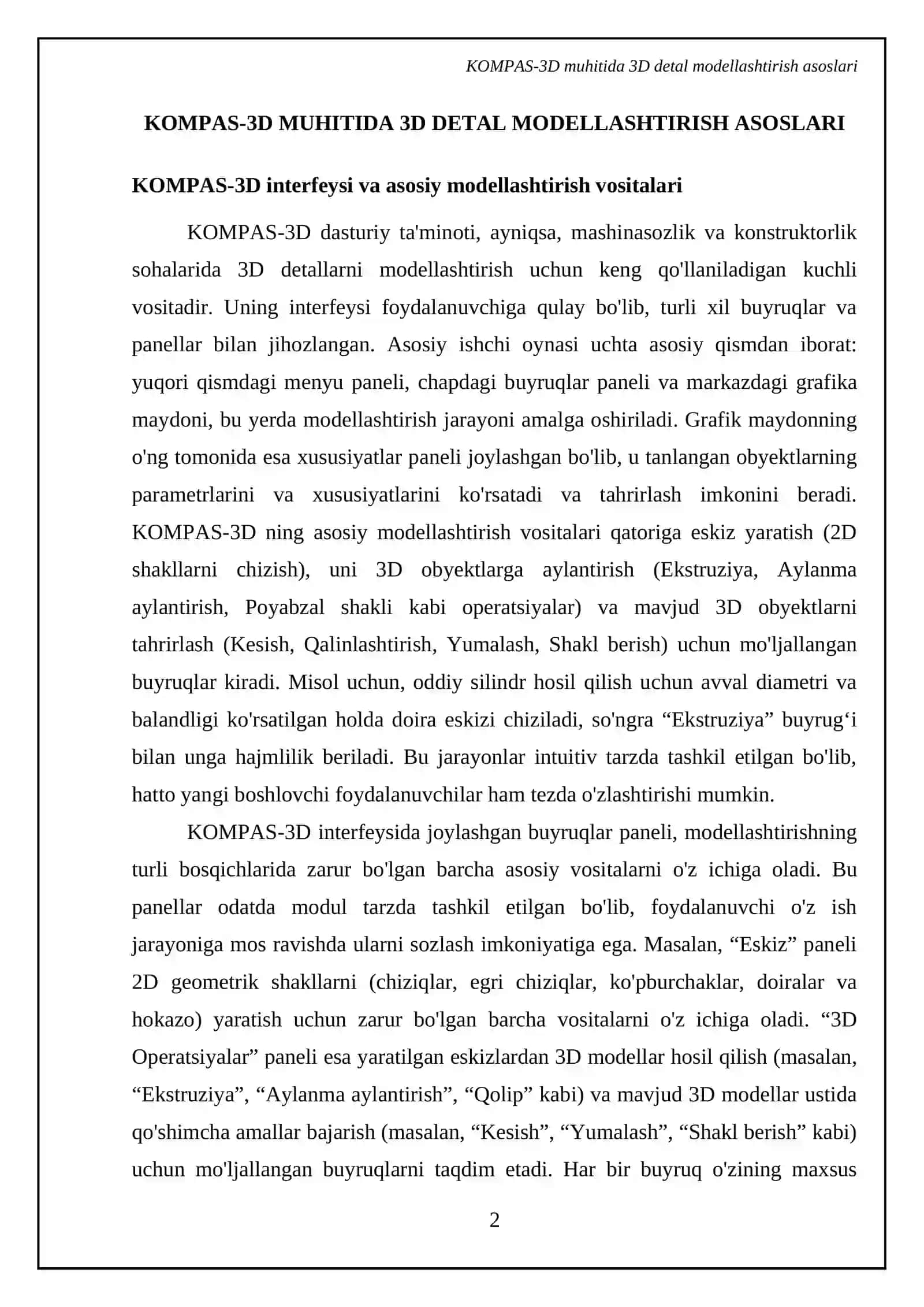 KOMPAS-3D muhitida 3D detal modellashtirish asoslari 4