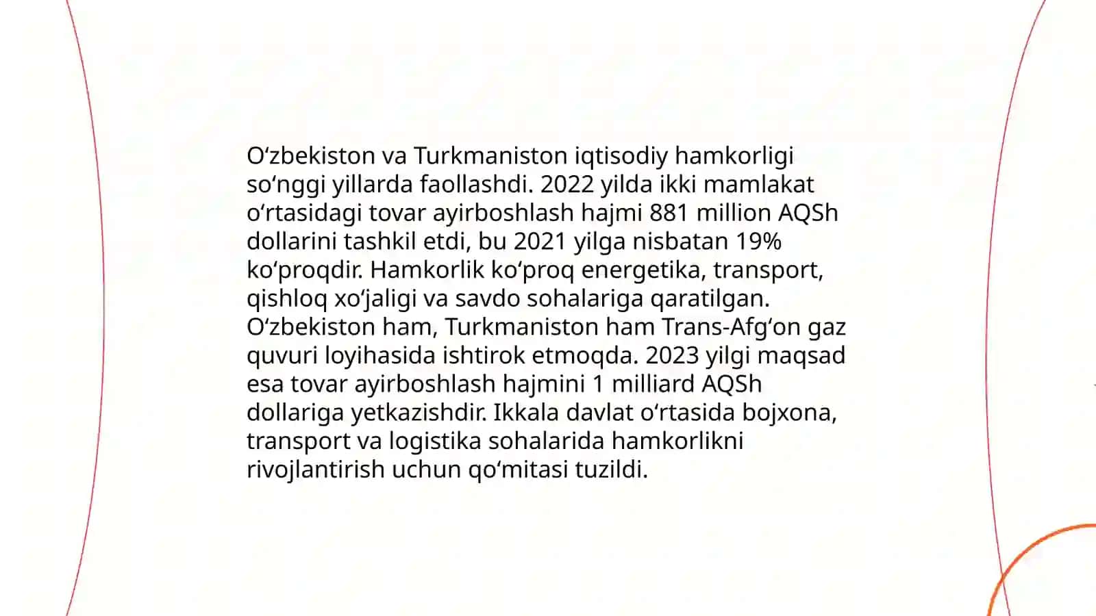 Oʻzbekiston va Turkmaniston oʻrtasidagi diplomatik va savdo aloqalari 4
