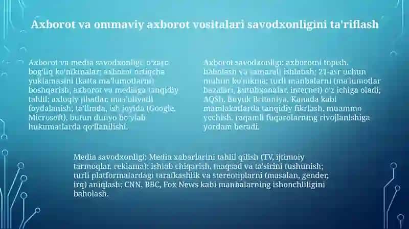 Axborot matnlari bilan ishlash va media madaniyat 4