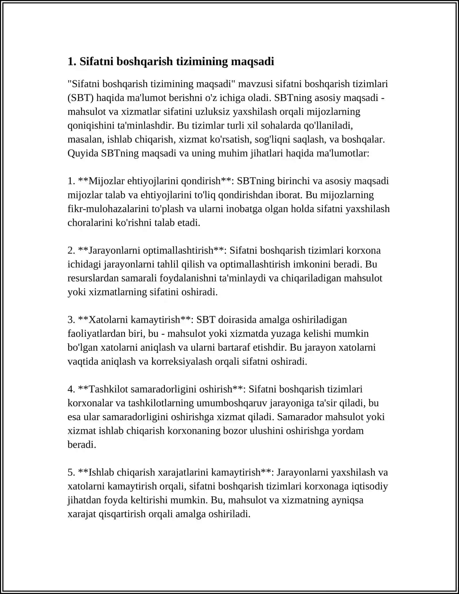 Sifatni boshqarish tizimi haqida umumiy malumotlar 4