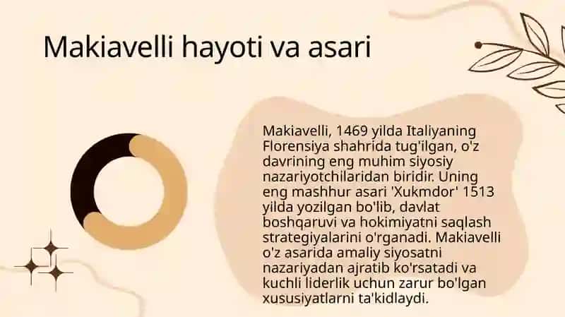 Makiavellning "Xukmdor" asariboʻyicha 4