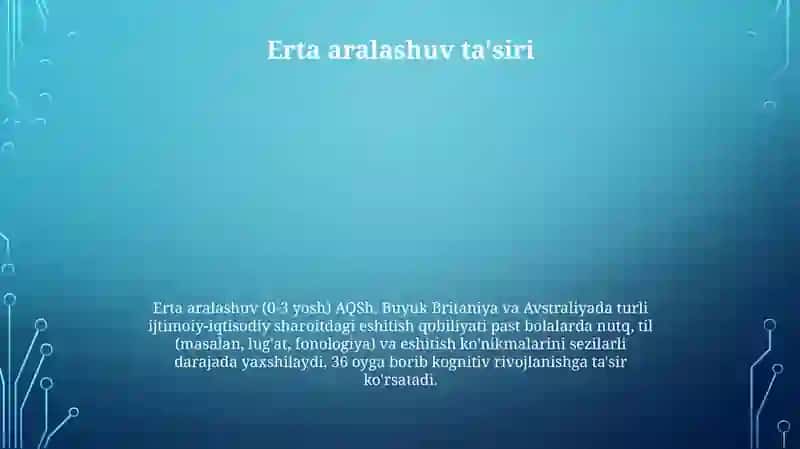 Eshitishida nuqsoni boʻlgan bolalarni turli davrlarda eshitish idrokini rivojlanish 4