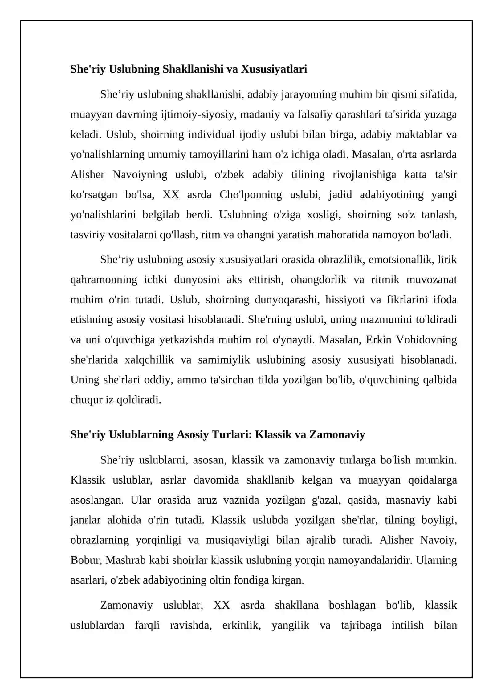 Badiiy nutq uslublari. "Bir she'r tarixi” mavzusida esse yozish 4