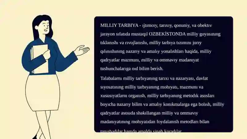 MILLIY TARBIYA ASOSLARI FANDAN LOYHA ISHI 4