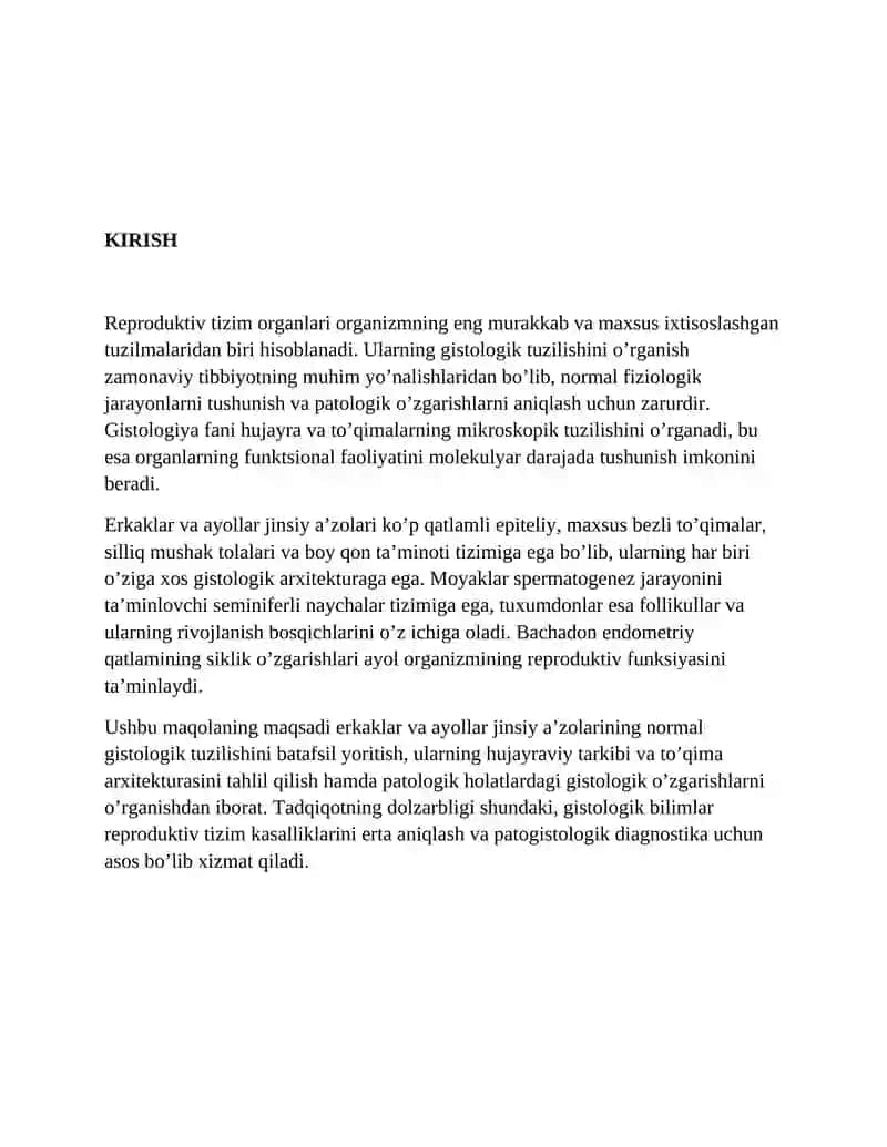 Erkaklar va ayollar jinsiy a’zolari gistologik tuzilishlari. Patalogiyalari va davolashda zamonaviy yondashuv. 4