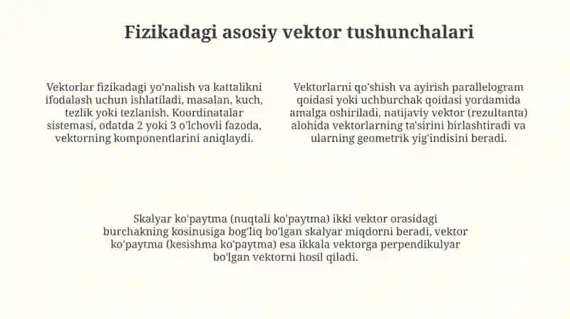 Vektorlarning fizik masalalarga tadbiqi 4