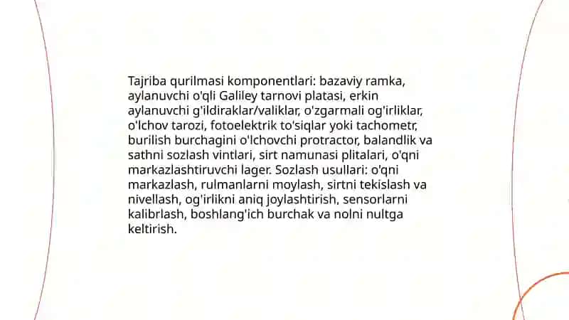Galiley tarnovi yordamida dumalanish ishqalanish kaeffisinetini aniqlash 4