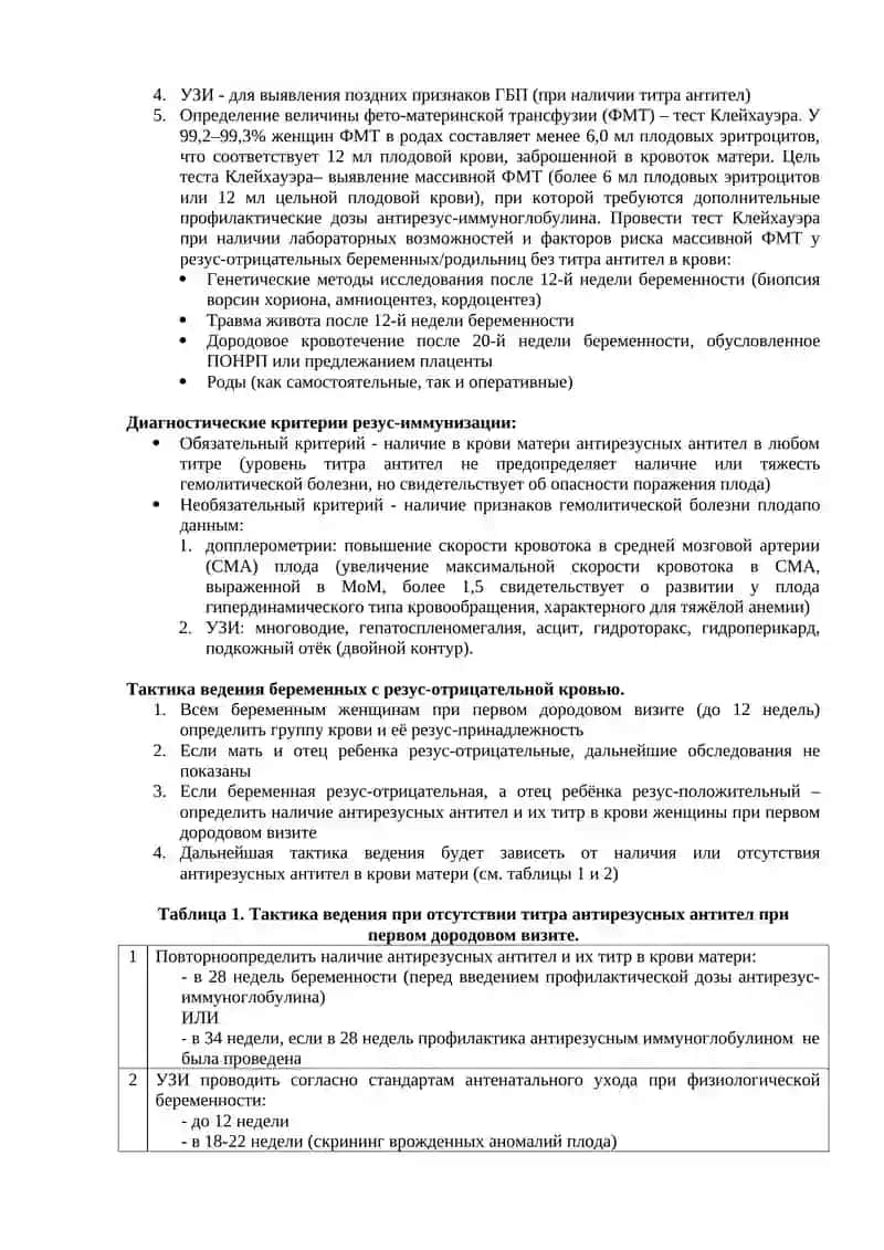 Ведение резус-отрицательных беременных с и без резус-иммунизации 4