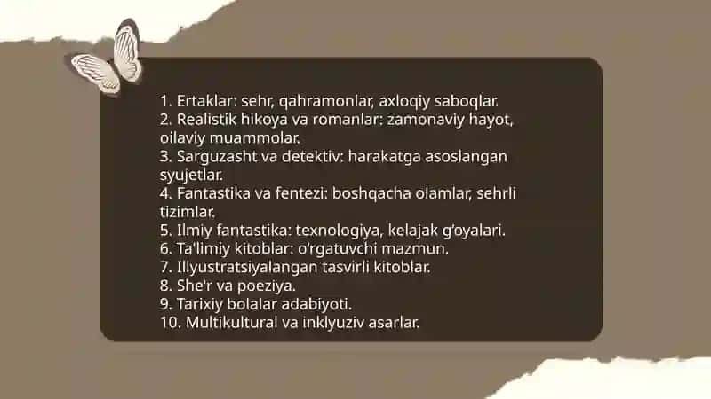 Chet el bolalar adabiyotining umumiy tahlili 4