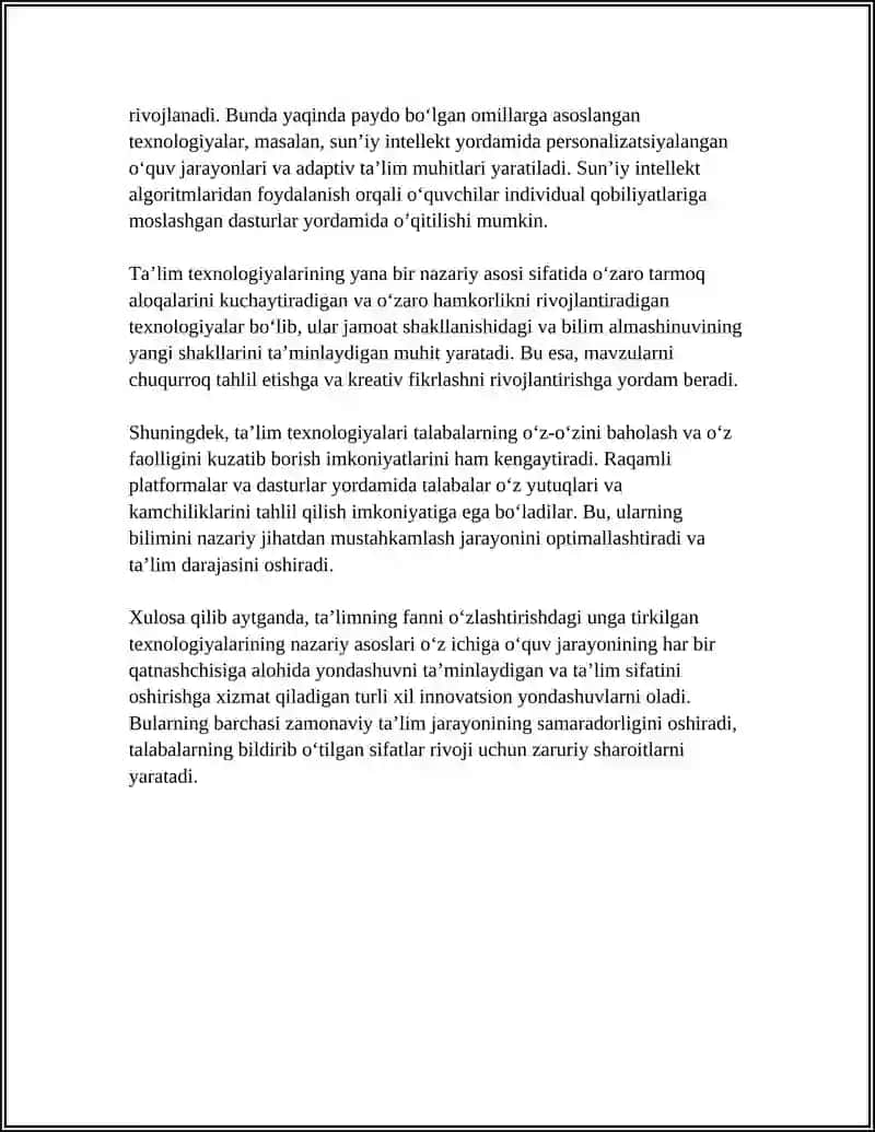 TA’LIMNING FANNI OʻZLASHTIRISHDAGA UNGA TIRILGAN TEXNOLOGIYASI 4