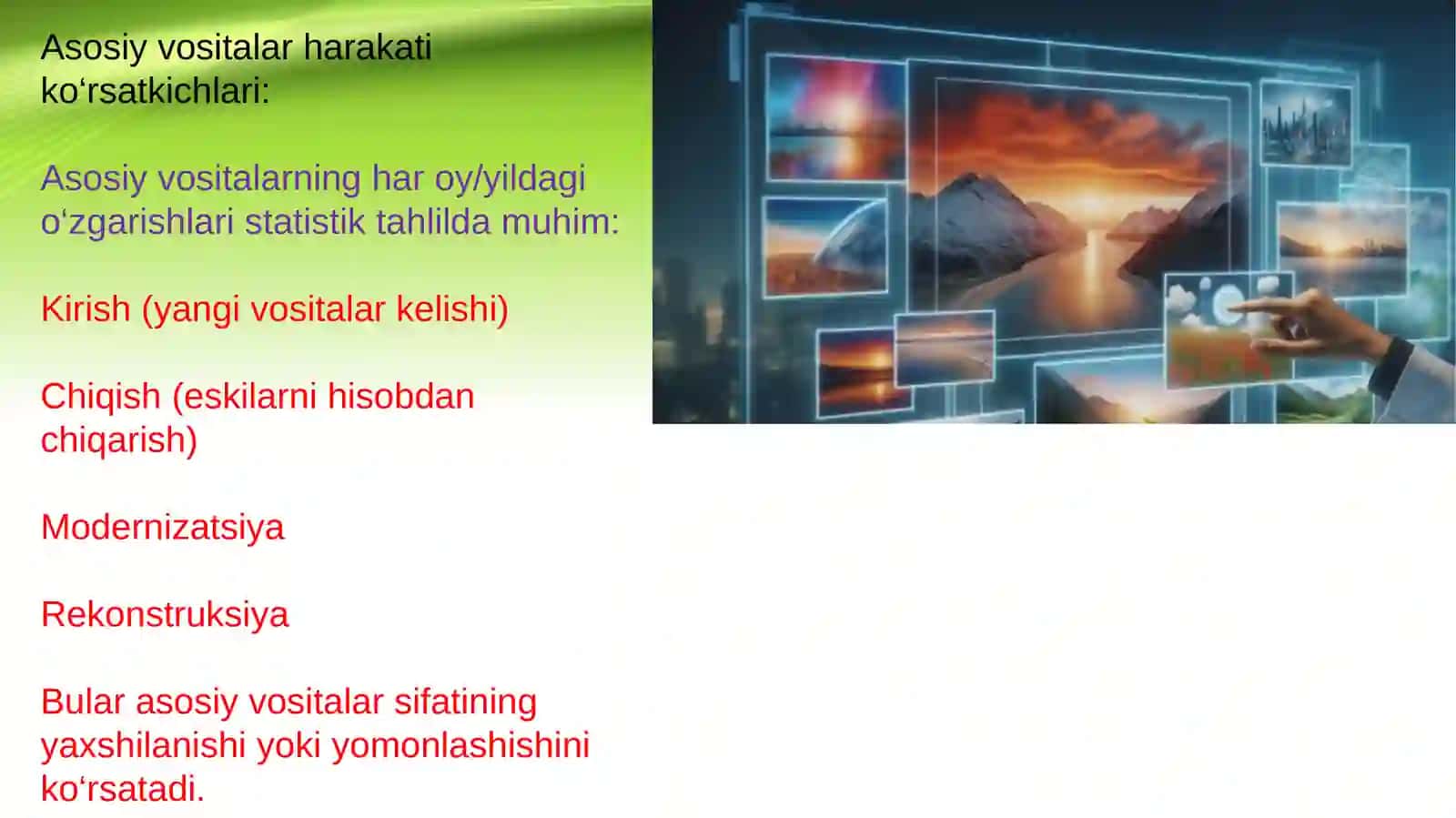 Asosiy vositalar bilan ta’minlanganlik va ulardan foydalanish samaradorligining statistik tahlili 4
