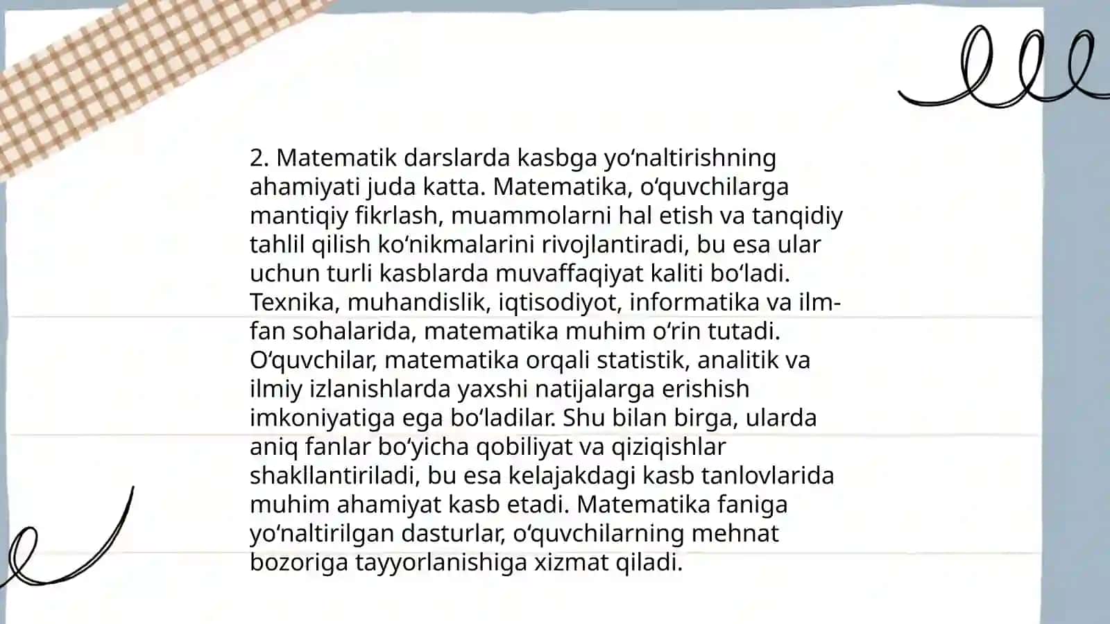 Matematika darslarida oʻqituchining axborot- kommunikatsion texnologiyalar yordamida kasbga yoʻnaltirish imkoniyatlari 4