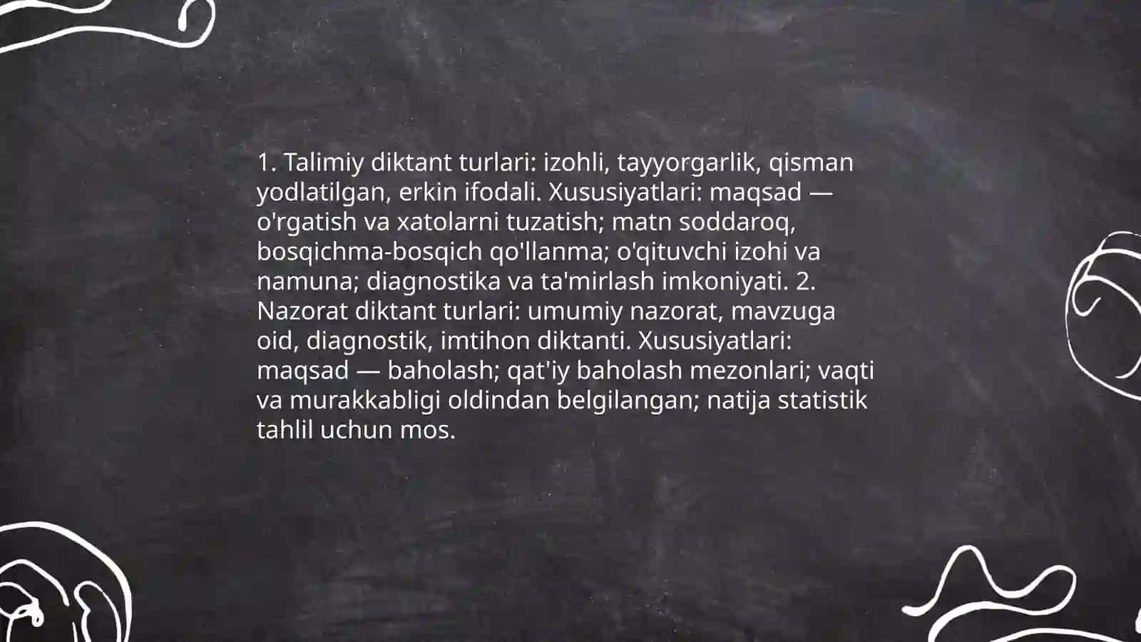 Ona tilidan nazorat darslarini tashkil etish (talimiy va nazorat diktantlari) 4