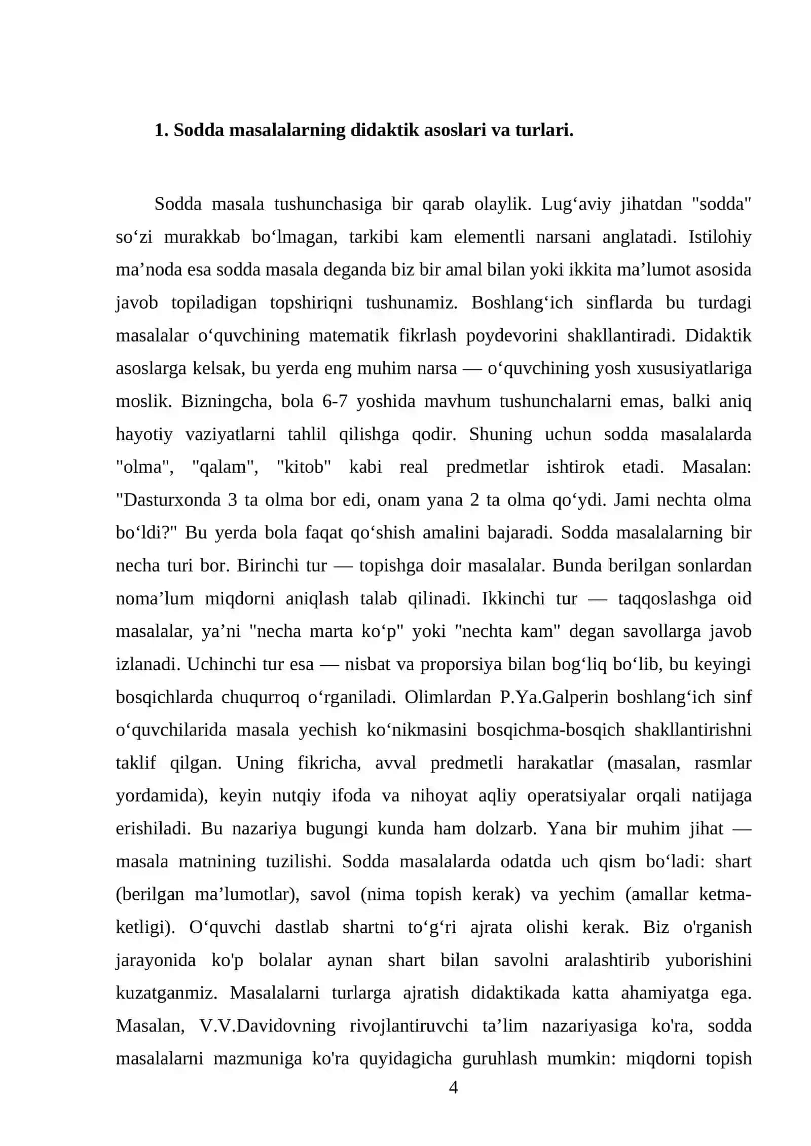 O`quvchilarga sodda masalalar yechishni o`rganish usullari 4